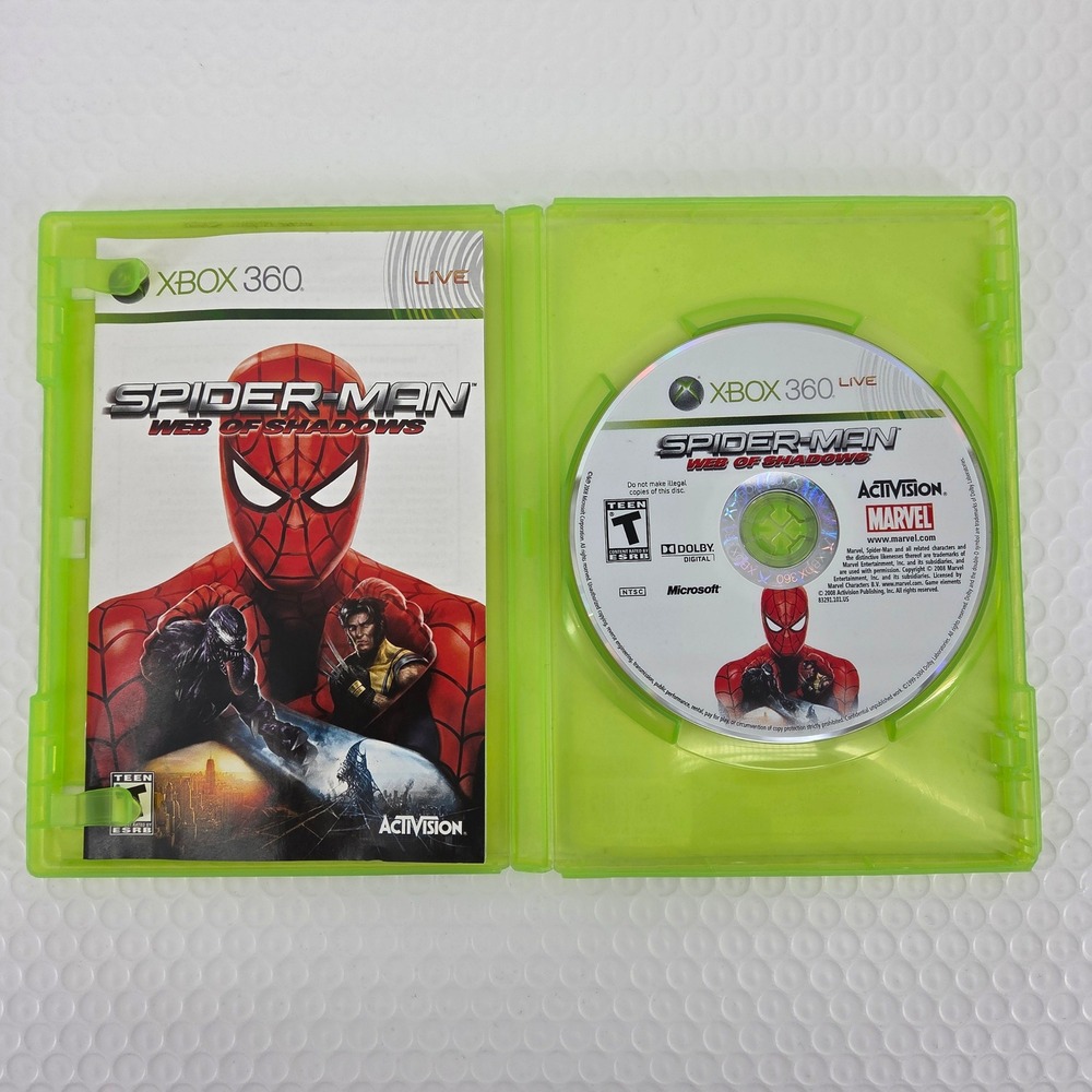 Spider-Man Web of Shadows Xbox 360 Marvel CIB Complete 2008 Tested Rare Vintage